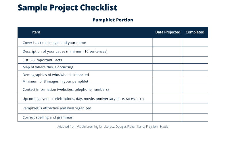 Sample Project Checklist