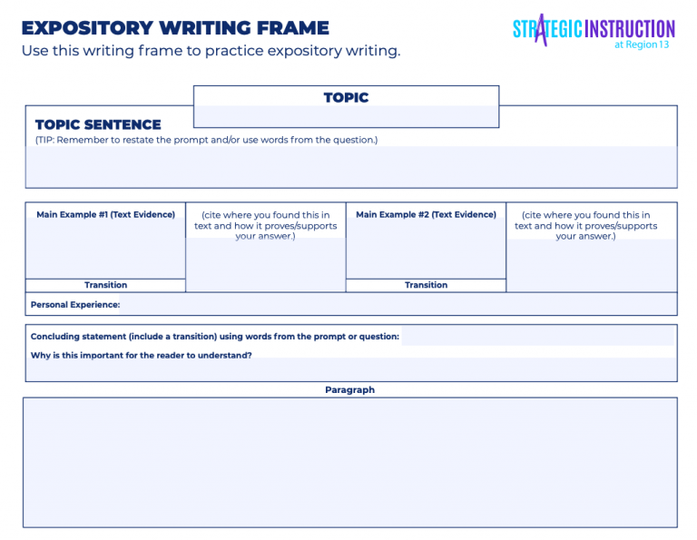 Writing Frames to help you Practice Writing in All Subject Areas