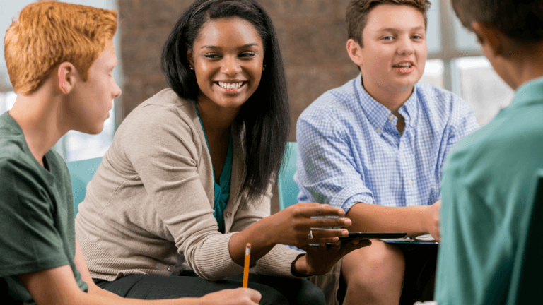 Teacher Engages in Restorative Practices With Her Students