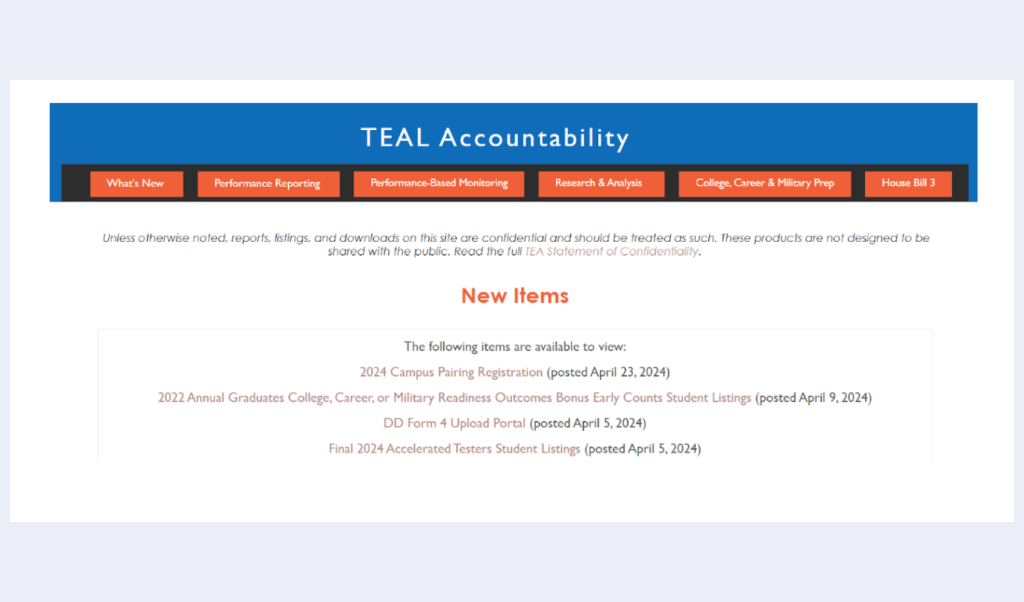 TEAL Accountability website