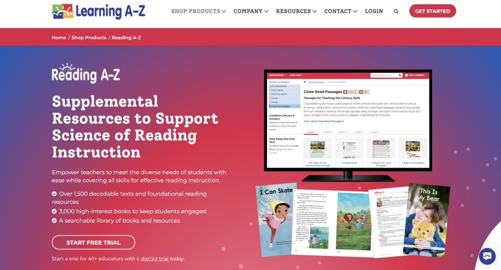 Reading A-Z Website