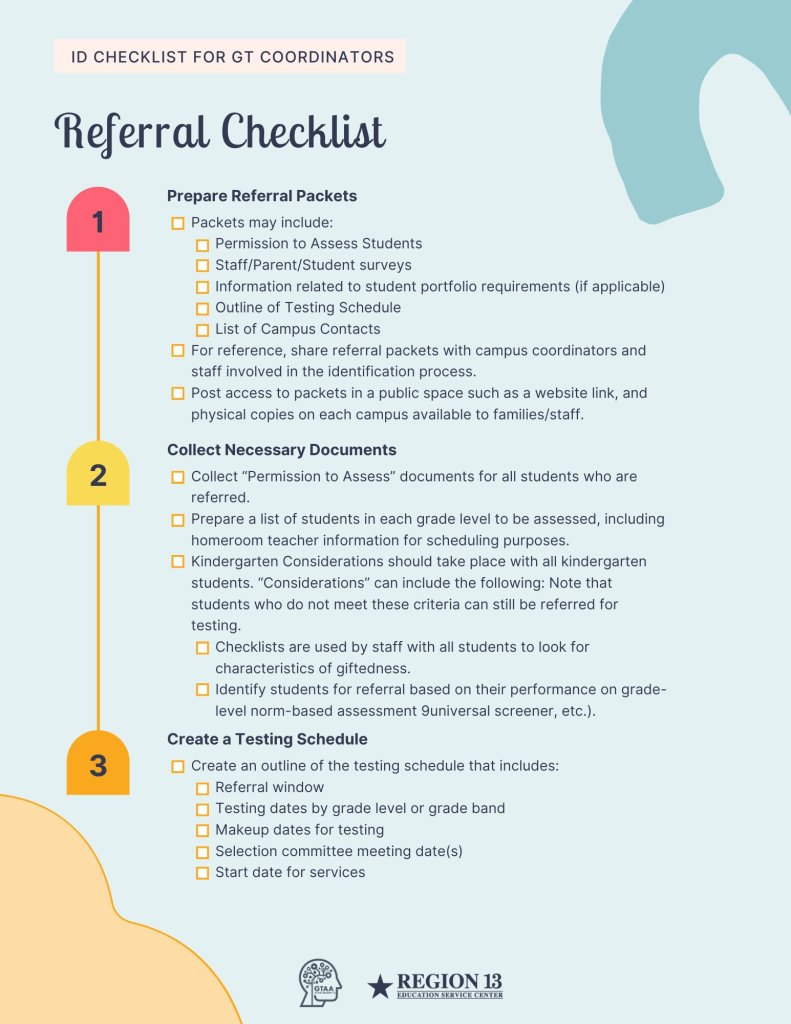 GT ID and Assessment Referral Checklist