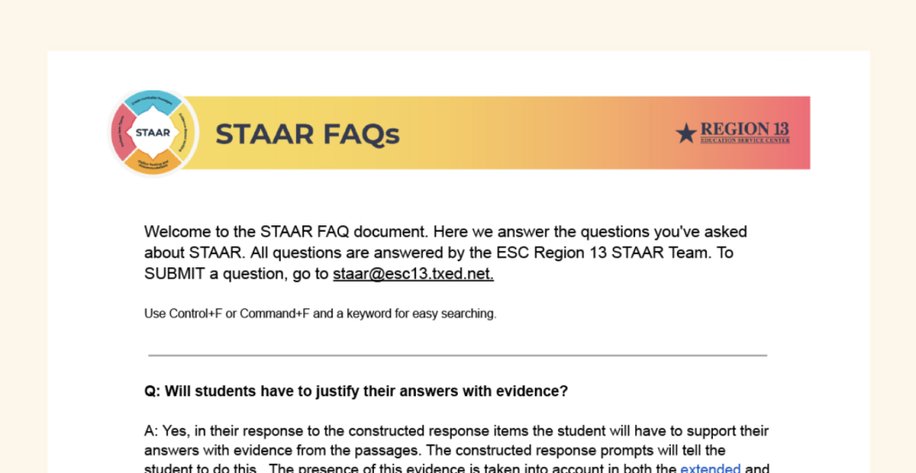 STAAR FAQ document