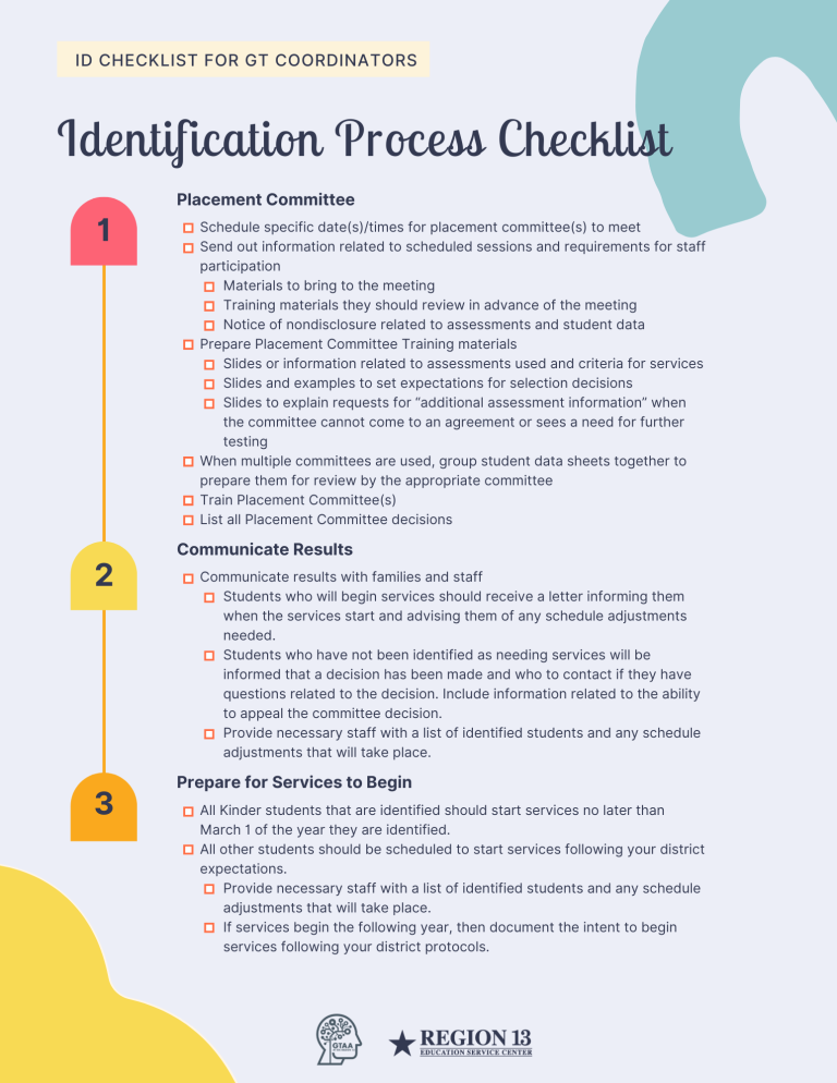 GT Identification and Assessment Process Checklist • Region 13's Blog