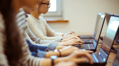 student taking test on computer
