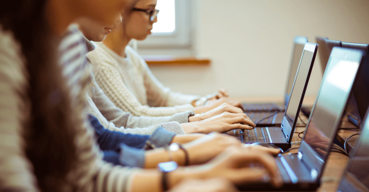 student taking test on computer