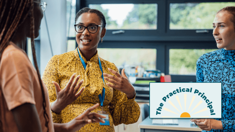 A teacher working with students