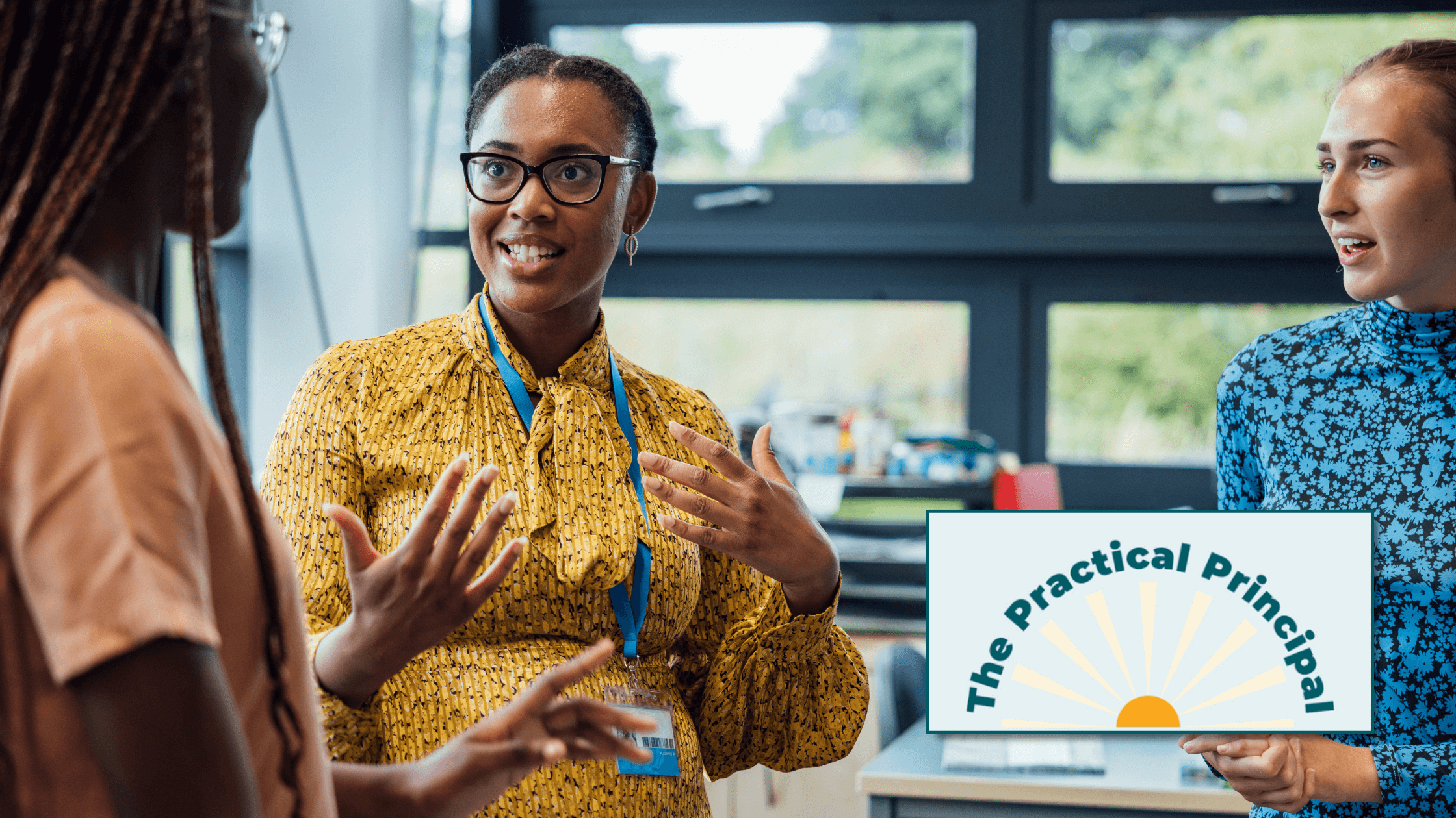 A teacher working with students