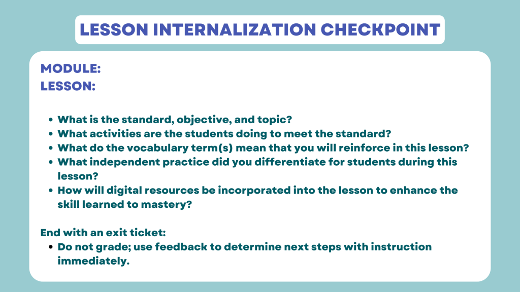 Lesson Internalization Checkpoint