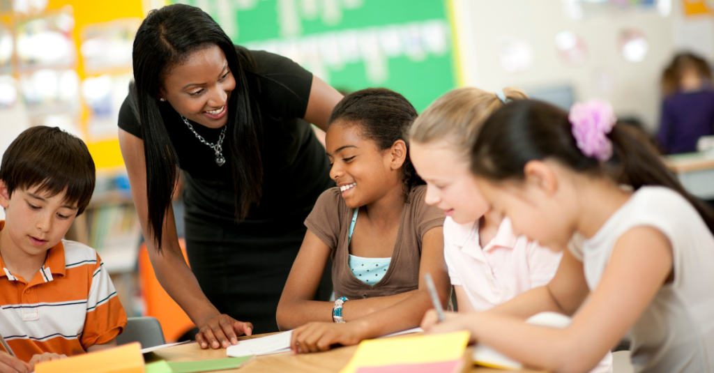 Teacher actively supervising classroom