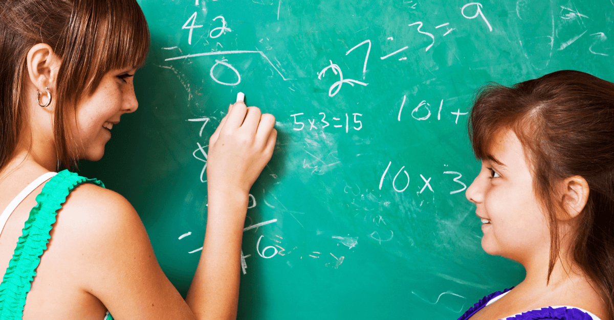 two students working on math