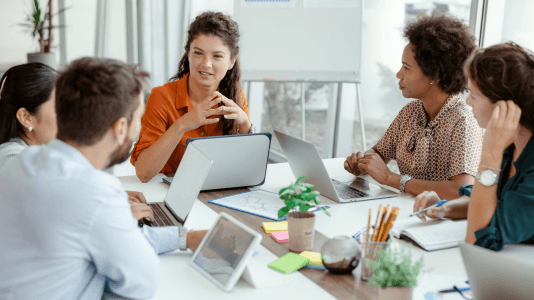 Group working on a TIA system plan