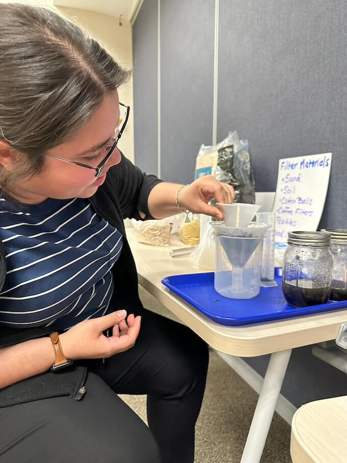 person doing STEM activity