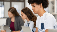 students take a test using a computer