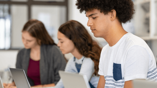 students take a test using a computer